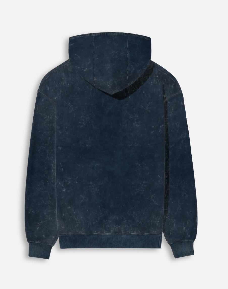 Acid Washed Hoodie -Navy Blue